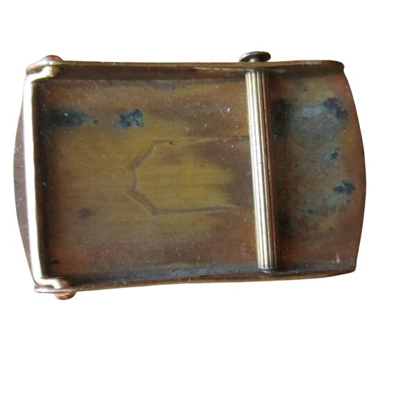 Antique Canvas Webbed 1" Belt Buckle Engraved Vintage MONGRAM Army Military Web - Picture 3 of 4